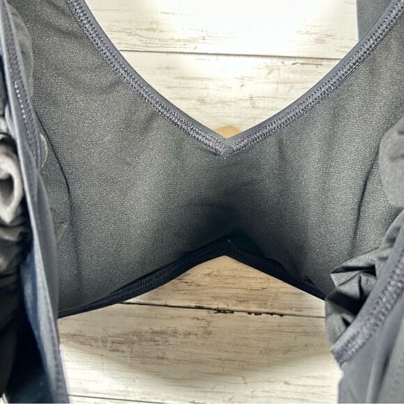 NY&C Ruffle Shoulder Black Padded Bikini Top L NWT - Picture 9 of 10
